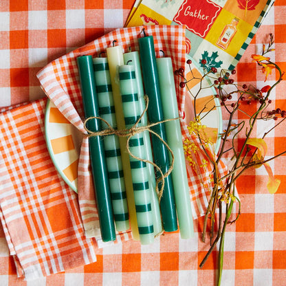 Orange & White Fabric Gingham Tablecloth