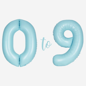 Pastel Blue Inflated Foil Number Balloons
