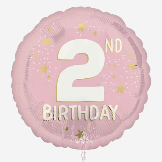 18" Pink 2nd Birthday Inflated Foil Balloon