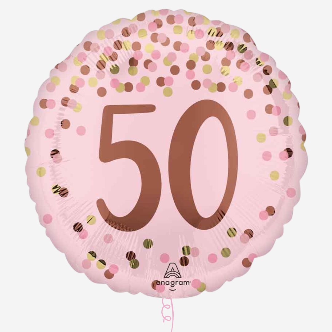 Pink Gold 50th Amscan Inflated Birthday Foil Balloon