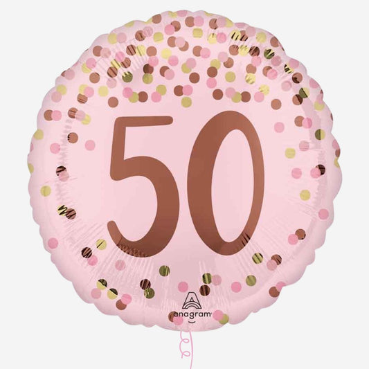 Pink Gold 50th Amscan Inflated Birthday Foil Balloon