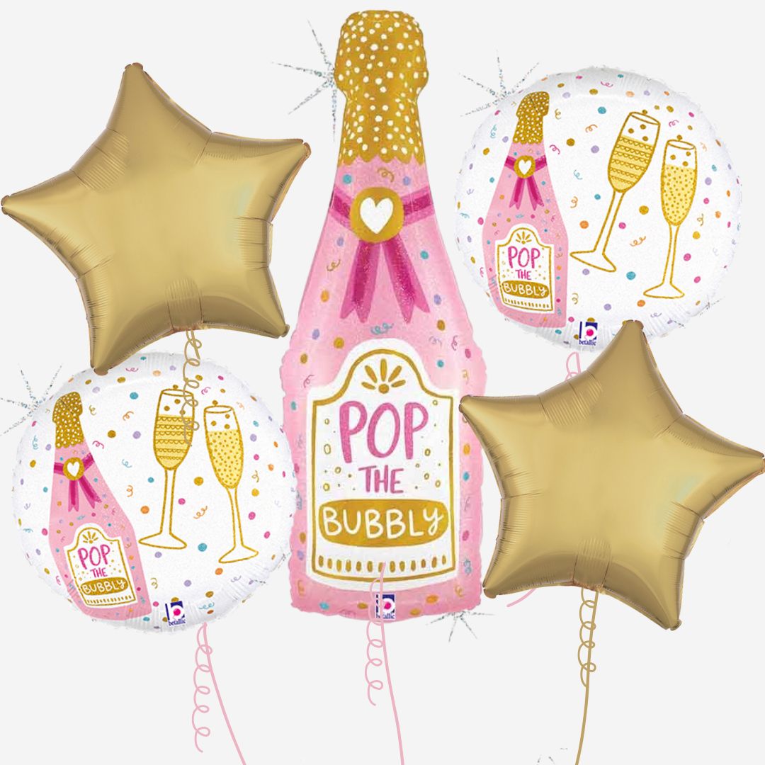 Pink Bubbly Champagne  Inflated Foil Bouquet