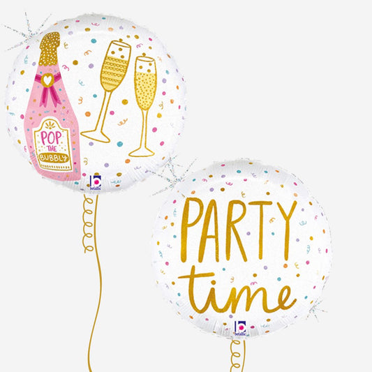 18" Party Time Champagne Inflated Foil Balloon