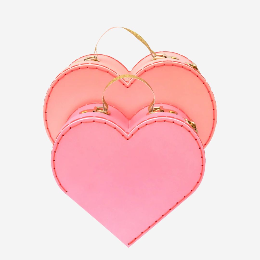 Pink Heart Suitcases x2 by Meri Meri