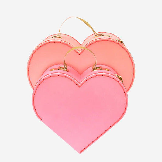 Pink Heart Suitcases x2 by Meri Meri