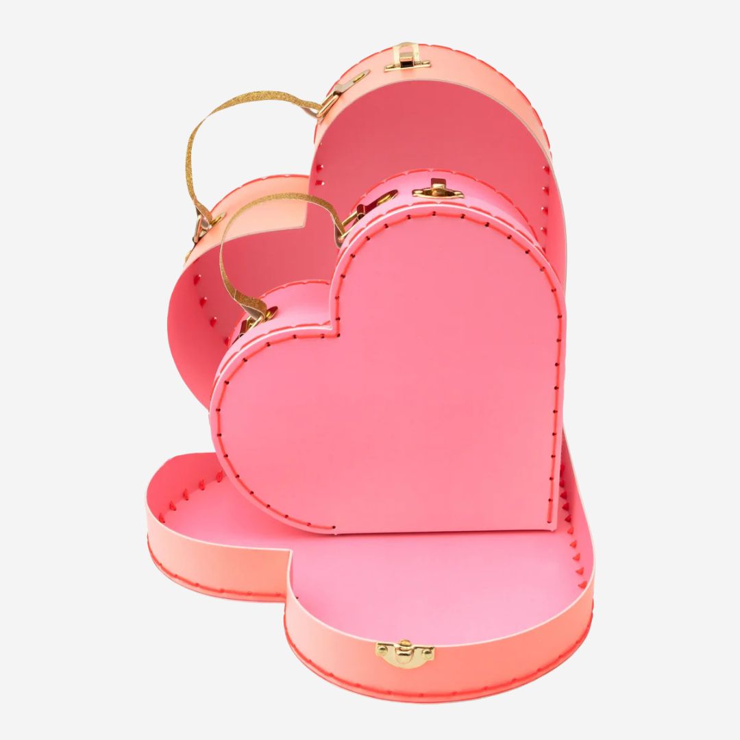 Pink Heart Suitcases x2 by Meri Meri