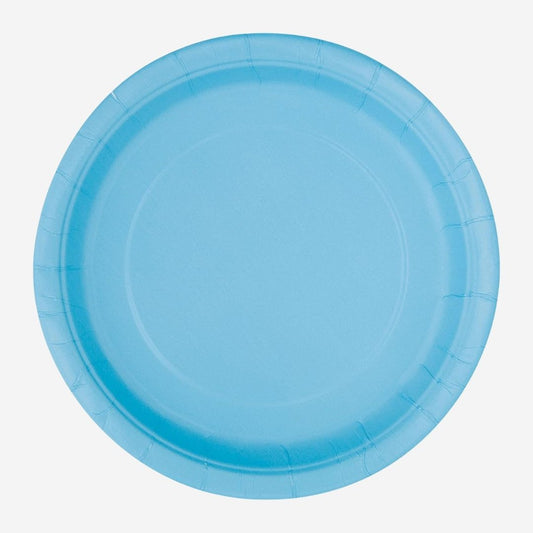 Powder Blue Paper Plates - Pack of 16