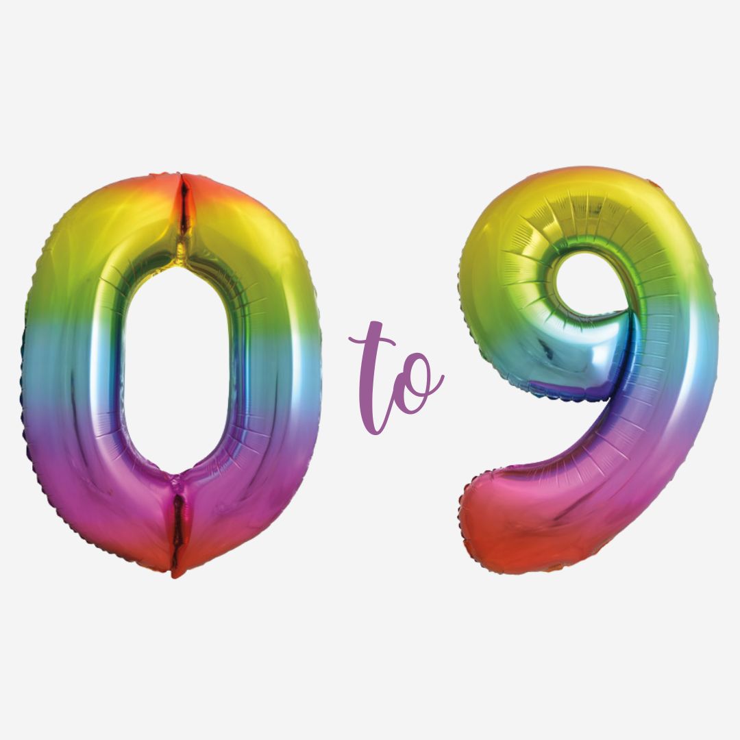 Large Rainbow Inflated Foil Number Balloons