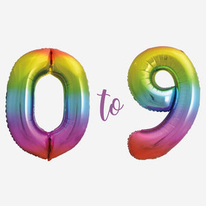 Large Rainbow Inflated Foil Number Balloons