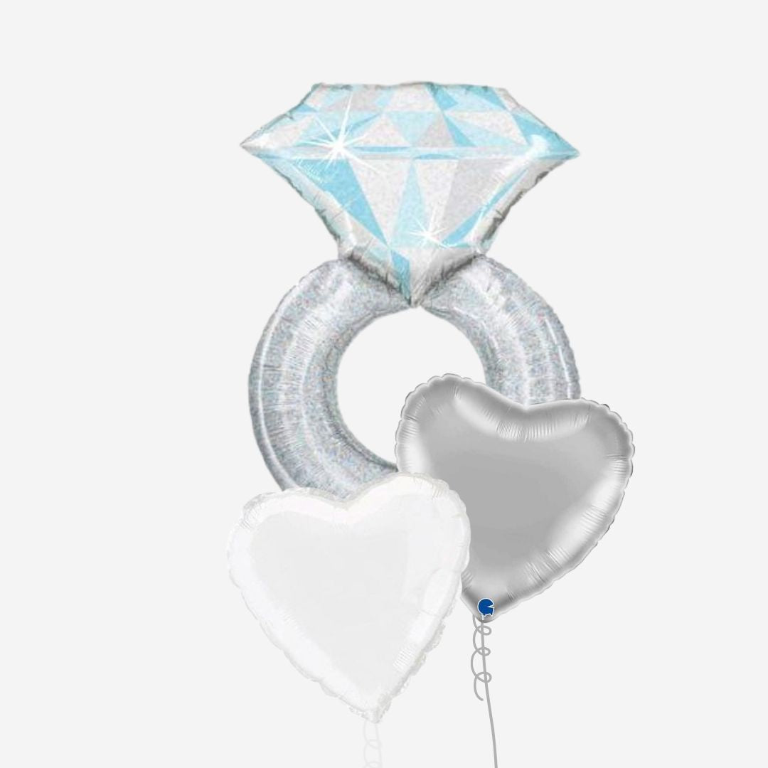 Silver Engagement Inflated Balloon Bouquet
