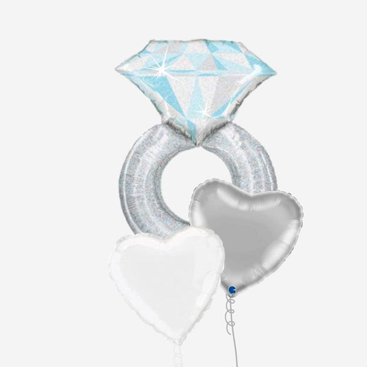 Silver Engagement Inflated Balloon Bouquet