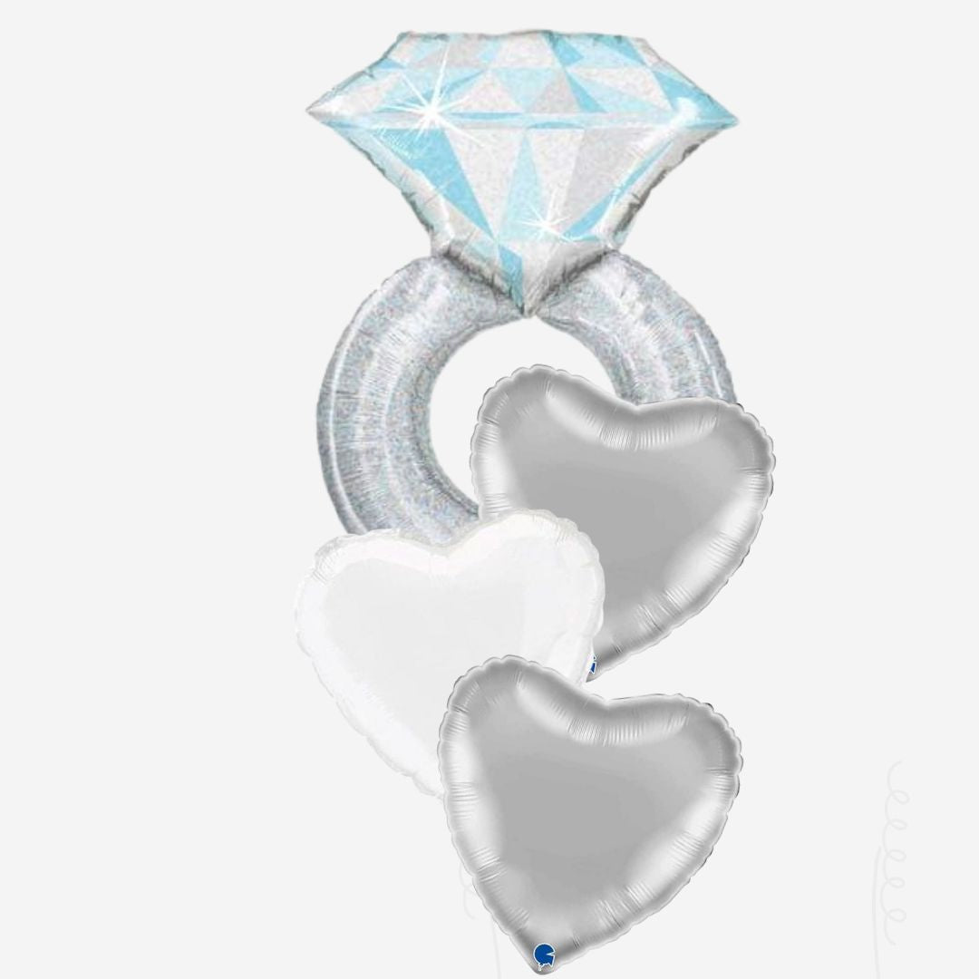 Silver Engagement Inflated Balloon Bouquet
