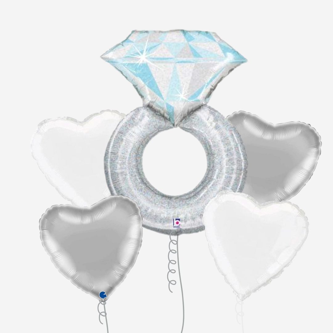 Silver Engagement Inflated Balloon Bouquet