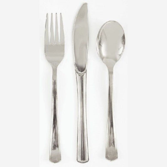 Luxury Reusable Silver Plastic Cutlery