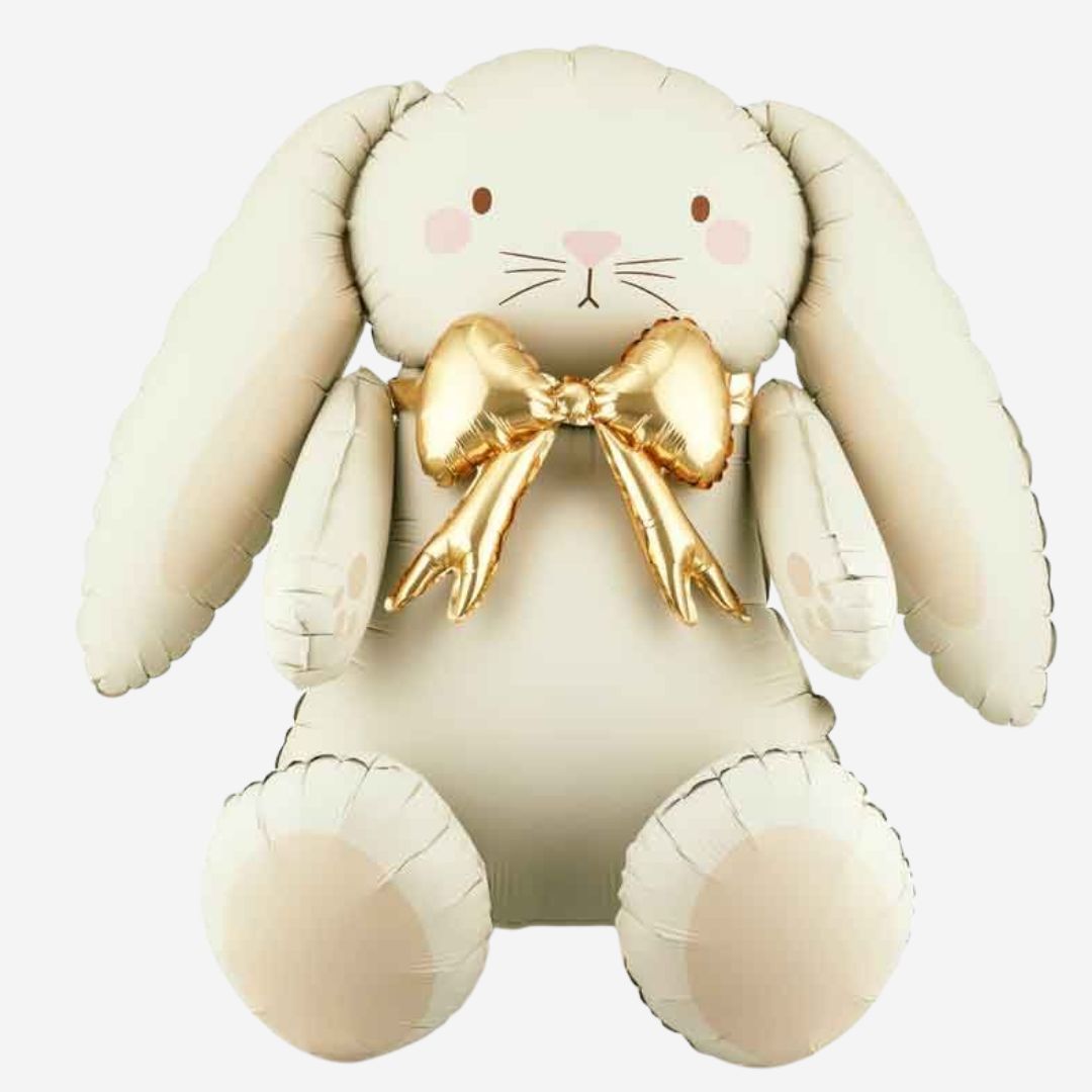 Cream And Gold Sitting Bunny 29" Inflated Foil Balloon