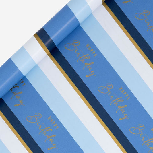 Stripe Blue Wrapping Paper Roll 4m