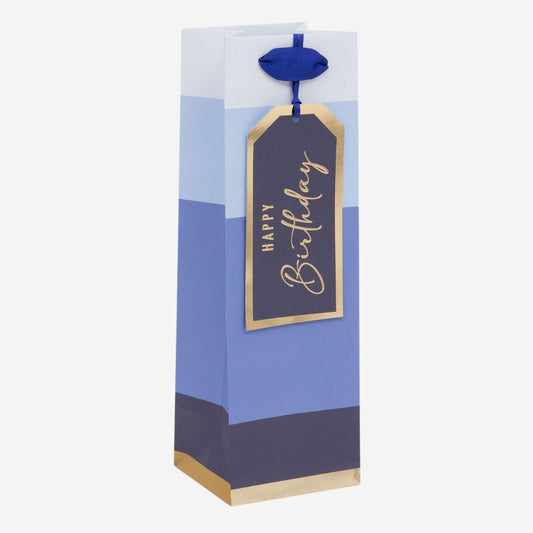 Happy Birthday Stripe Bottle Gift Bag