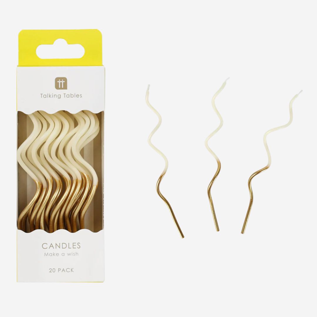 twisted candle in gold and white