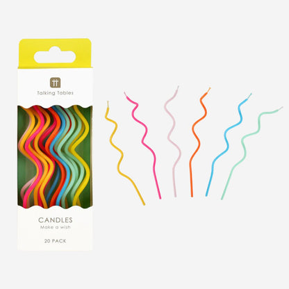 Rainbow Twisted Birthday Candles - 20 Pack