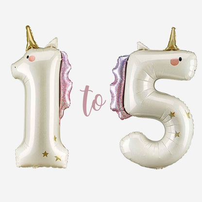 Unicorn Number Inflated Foil Balloons 1 to 5