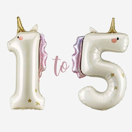 Unicorn Number Inflated Foil Balloons 1 to 5