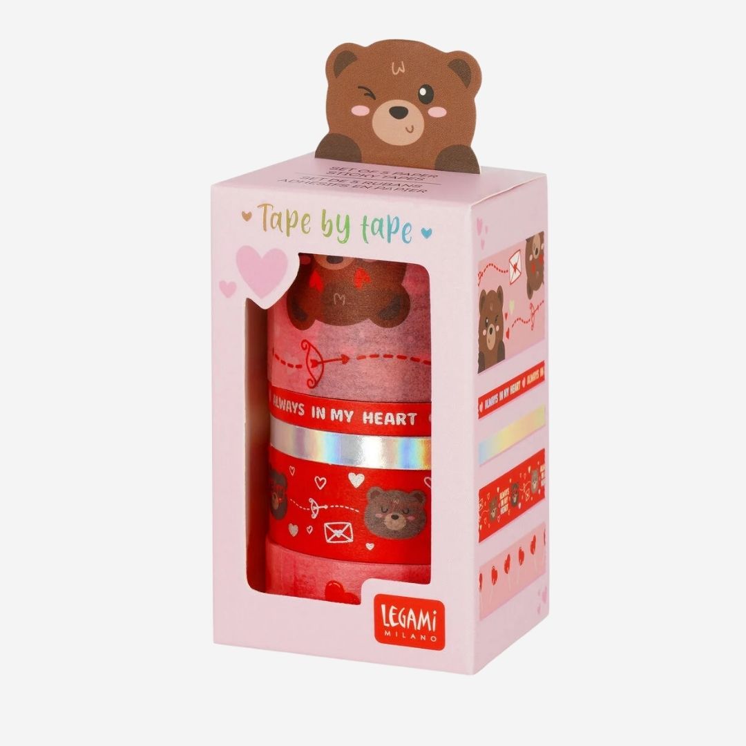Set of 5 Decorative Teddy Bear Paper Sticky Tapes - Legami