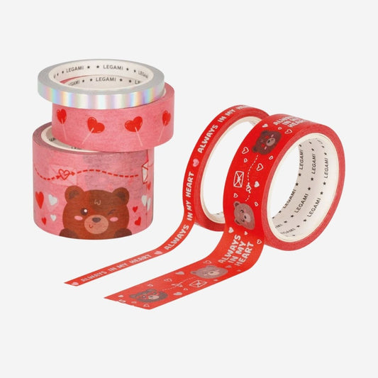 Set of 5 Decorative Teddy Bear Paper Sticky Tapes - Legami