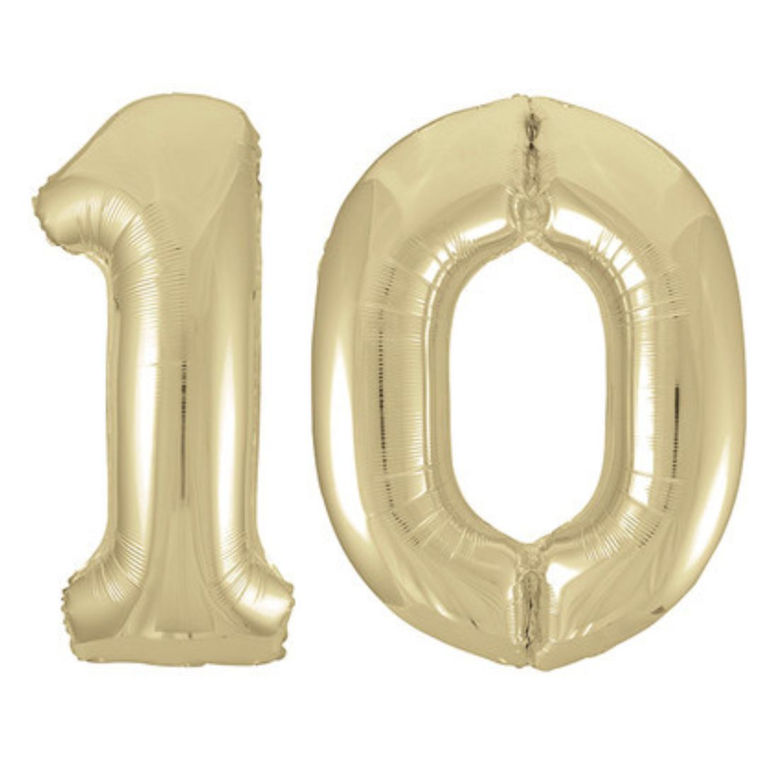 White Gold Inflated Foil Number Balloons