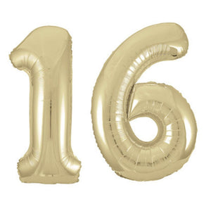 Large White Gold Foil Number Balloons 34"