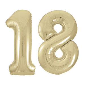 Large White Gold Foil Number Balloons 34"