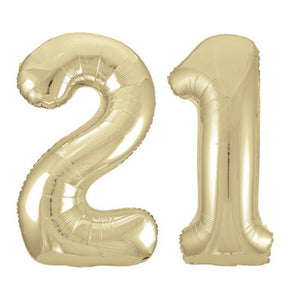 Large White Gold Foil Number Balloons 34"