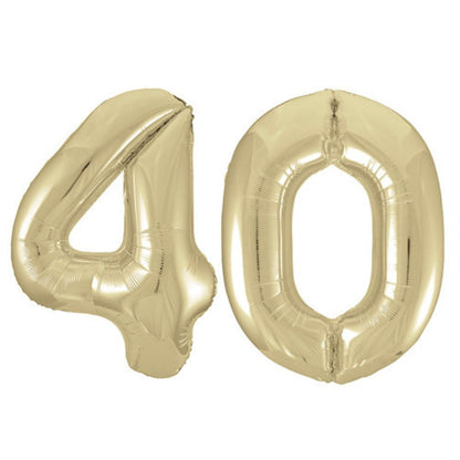 White Gold Inflated Foil Number Balloons