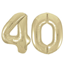 Large White Gold Foil Number Balloons 34"
