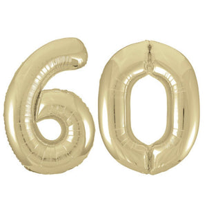 Large White Gold Foil Number Balloons 34"