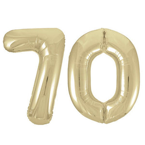 Large White Gold Foil Number Balloons 34"