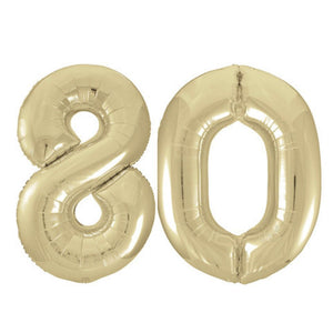 Large White Gold Foil Number Balloons 34"