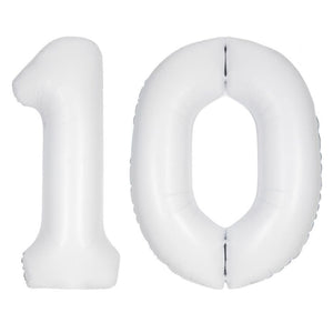 Large White Inflated Foil Number Balloons