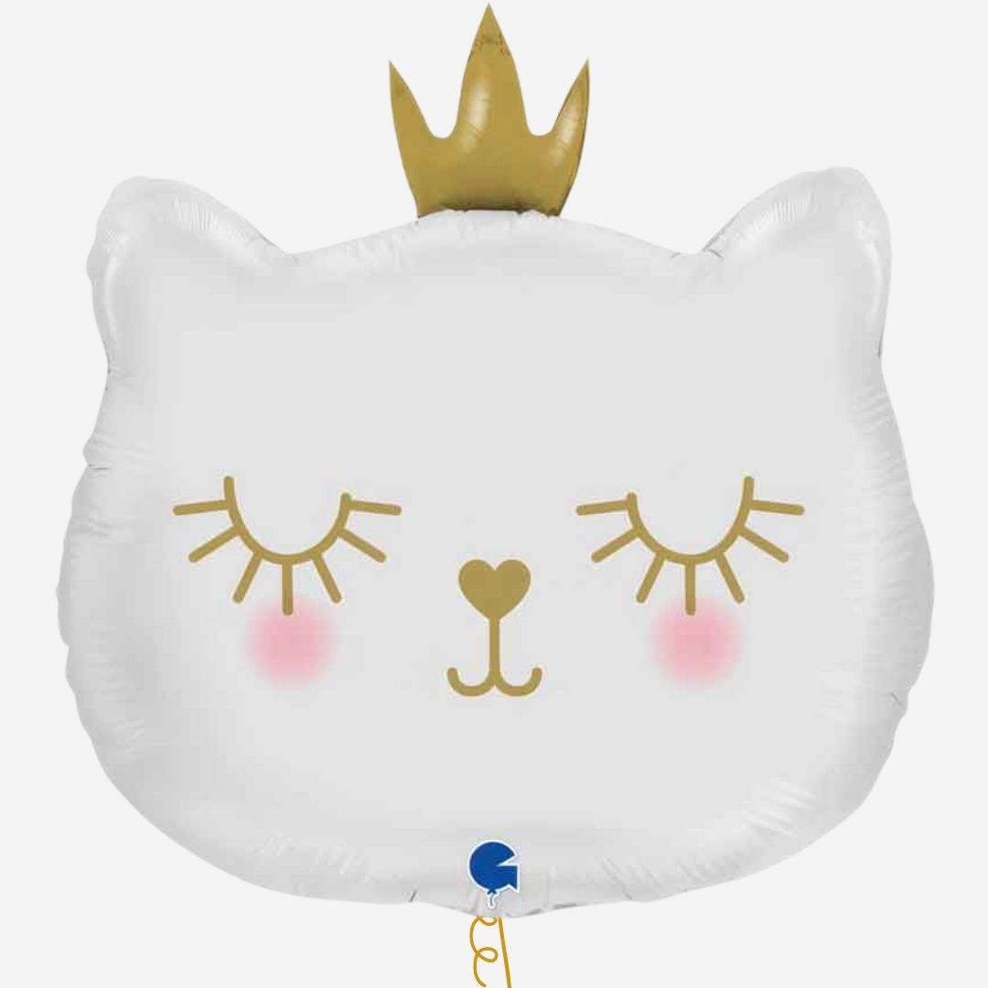 Cat Princess White Inflated Foil Balloon