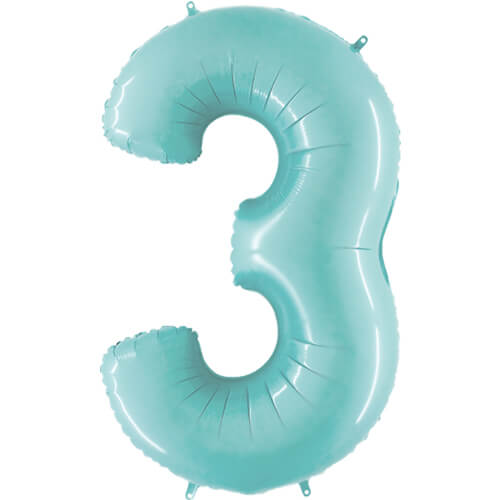 Pastel Blue Inflated Foil Number Balloons