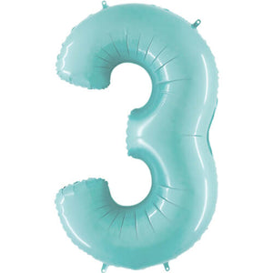 Pastel Blue Inflated Foil Number Balloons