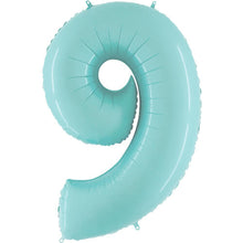 Pastel Blue Inflated Foil Number Balloons