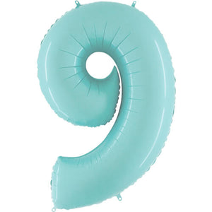 Pastel Blue Inflated Foil Number Balloons