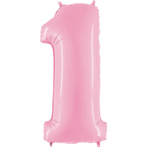 Pastel Pink Inflated Foil Number Balloons