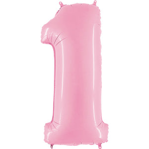 Pastel Pink Inflated Foil Number Balloons
