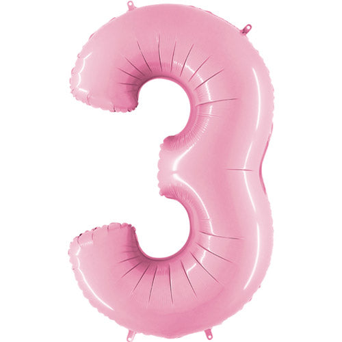 Pastel Pink Inflated Foil Number Balloons