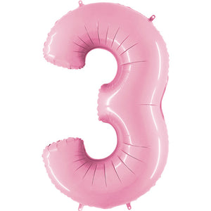 Pastel Pink Inflated Foil Number Balloons