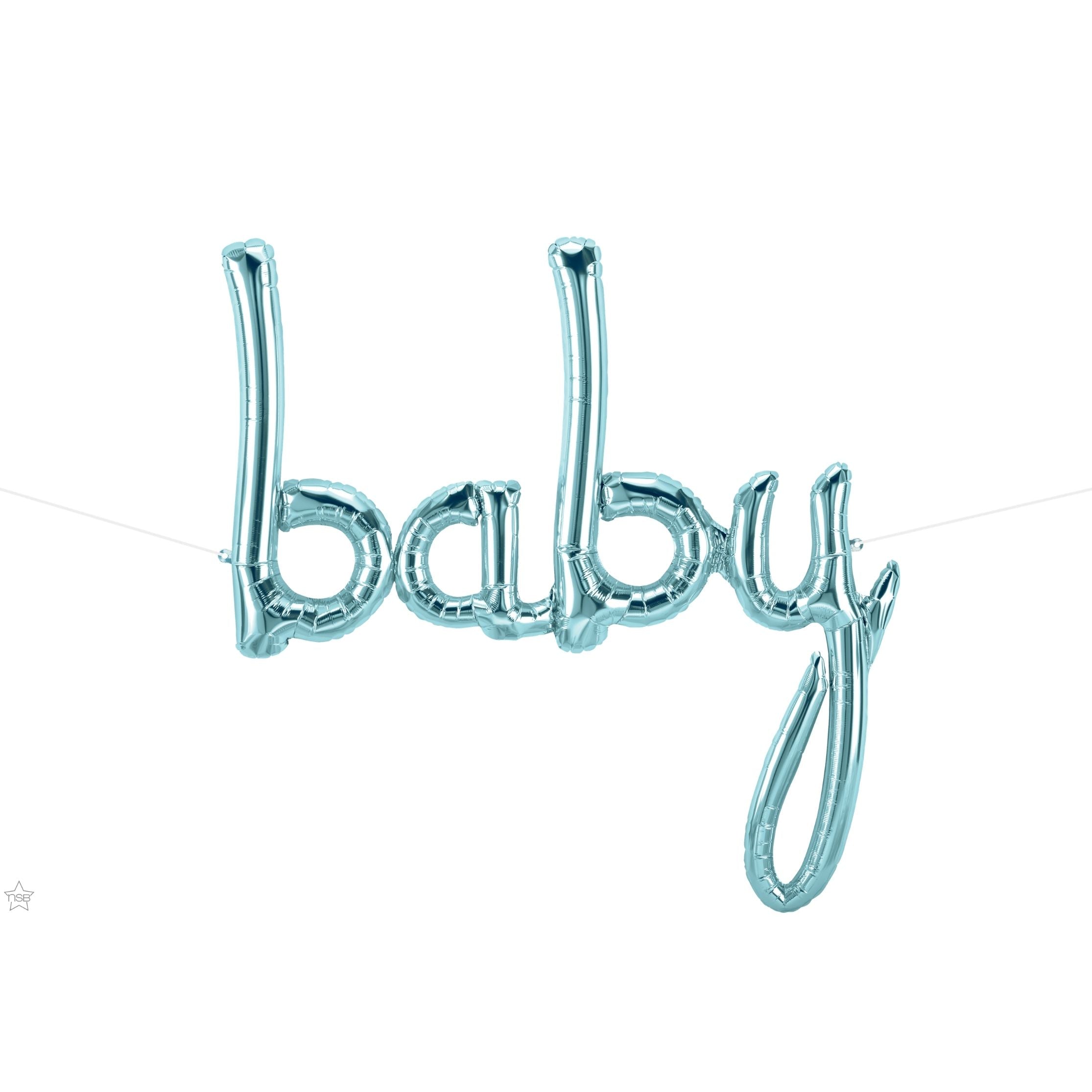 Baby Blue Script Balloon – The Balloon Works
