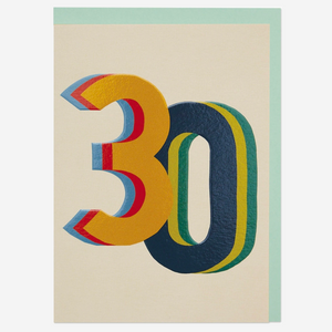 3D colourful age 30 Birthday Card