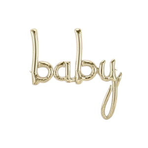 Baby White Gold Script Balloon