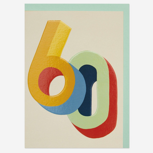 Bright colourful 3D numbers age 60 Birthday Card